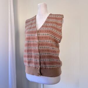 NWT Vintage ‘90s Liz Claiborne Brown Striped V-Neck Button Down Sweater Vest